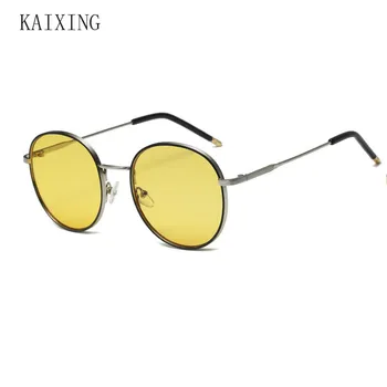 KAIXING Klasične blagovne Znamke sončna Očala Moški Ženske Polarizirana Nočno Vizijo Očala Anti-modra Rumena Leča Okrogla sončna Očala z UV Zaščito