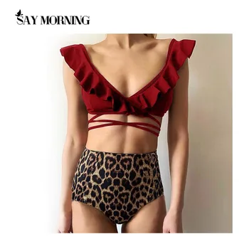 RECIMO ZJUTRAJ Seksi Bikini Komplet za Ženske Push Up Kopalke 2021 Leopard Bikini Komplet Push Up kopalke Mujer Poletni Plaži