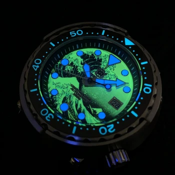 STEELDIVE Tuna Samodejno Potop Watch NH35 Safir Gunma Deskanje 3D Polno Svetilnostjo Izbiranje Mehanska ura Moških 300M Potapljač Watch