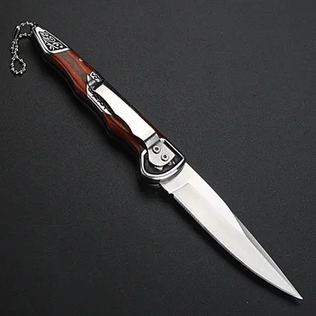Zunanji folding nož za kampiranje, lov folding nož leseni ročaj noža self-defense self-defense nož taktično nož
