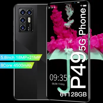 Vroče Prodaje P49 Za 5,8 Palca 8 Core 4500mAh 5G Pametni Telefon Globalni Različici 2021 18+21MP 8 Jedro 6+128GB Andriod 10 Obraz ID Mobilnih Telefonov