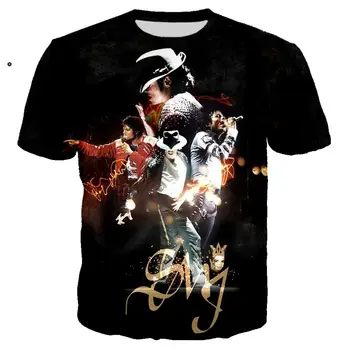 Rock Pevec Michael Jackson Tiskanja 3DT Majica Poletje Priložnostne Ulične Hip-hop Modo Harajuku Unisex Prevelik Majica Vrh