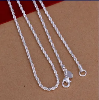 Izguba spodbujanje moda Srebrne barve, prevlečen vrvi, verige ogrlica 16--24inches * 2 mm klasičnih nevtralni slog ulica modni nakit