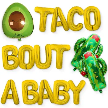 Taco Izbruhu Otroka, Zlata Folija Balon Banner Znak za Mexican Fiesta Okraski in Stranka Potrebščine - Spol Razkrivajo Baby Tuš
