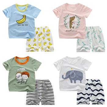 Nove Otroške Pižame Določa Fantje Risanka Slon Styling Baby Otroci Pijama Infantil Pyjama Dekle Domov Oblačila Otrok Poletje Sleepwear