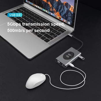 13 v 1 USB Tip C HUB HDMI je združljiv Za Macbook Pro RJ45 Brezžično Polnjenje SD Card Reader USB-C Vozlišče Tipa C SPlitter Dodatki