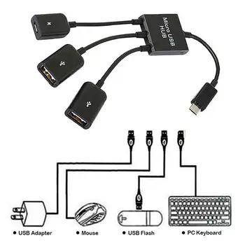 3 In1 Mikro Vrata USB OTG Igro, Miško, Tipkovnico Kabel Za Android Tablet Pretvorniki Telefon Dodatki