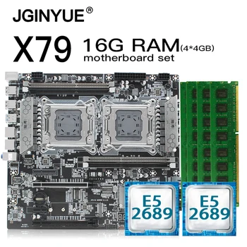JGINYUE X79 dual CPU motherboard LGA 2011 set komplet z Xeon E5 2689*2 procesor in DDR3 16 GB(4*4GB) REG ECC pomnilnik X79-D4