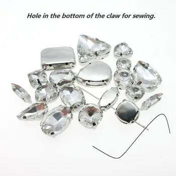 Mix 13 oblike jasno, kristalno steklo strass srebro nevihte flatback sew na nosorogovo poročna obleka, obleke, čevlji, vrečke diy dekoracijo