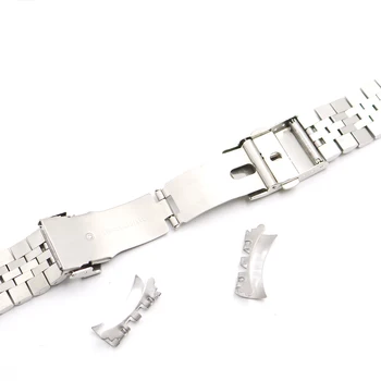 CARLYWET 22 mm Iver Watch Band Jubilejne Zapestnica Votlih Ukrivljen Koncu Trdna Vijak Povezave iz Nerjavečega Jekla Srebra Za Seiko SKX 007