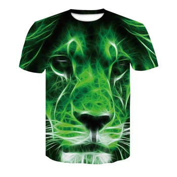 Dihanje in udobno priložnostne hip-hop 3D tiskanje živali rokav krog vratu T-shirt vzorec hip-hop osebnost T-shirt