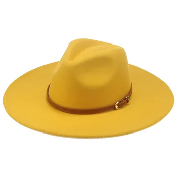 Fedora klobuki big birm 9.5 cm trdna pasu pasu počutil moški klobuki panamas kaki kamele prostem gospodje, classic, priložnostne formalno ženske klobuki