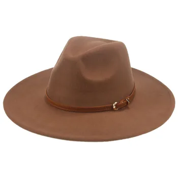 Fedora klobuki big birm 9.5 cm trdna pasu pasu počutil moški klobuki panamas kaki kamele prostem gospodje, classic, priložnostne formalno ženske klobuki
