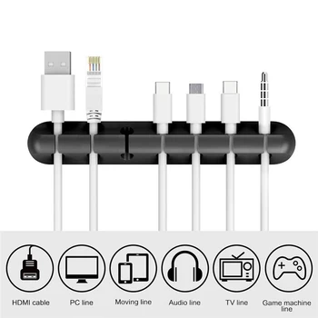 Kabel Imetnik Silikonski Kabel Organizator Prilagodljiv USB Navijalec za Upravljanje Posnetkov Držalo Za Miške, Tipkovnice, Slušalke Slušalke
