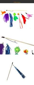 Smešno 40 cm Mačka Teaser Stick Set Z Mini Bell Pero Catcher Palico Igrača, S 7 Zamenjava Glave Interaktivna Igra Bambusa Palico