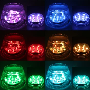 Baterija Upravlja 10leds RGB Led Podvodna Luč Podvodni Noč Svetilke Vrt, Bazen Luč za svate Vaza Skledo