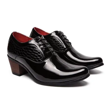 Luksuzni Classic Mens Brogues Black Oxfords Obleko Čevlje Konicami Prstov V Visokih Petah, Moški Formalno Obutev Svate Chaussure Homme