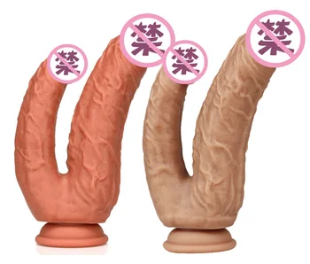 Veliko Realno Dildos Dvakrat Vodil Stimulacije Vagine in Anusa Penis Dvojno Končalo Falos z Močno Pokal Sex Igrače za Ženske