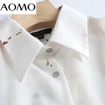 AOMO Ženske Retro Kravato, Barvane na Visoki Kakovosti Bluzo Majica Dolg Rokav 2021 Elegantna Ženska Majica Vrhovi 4C148A