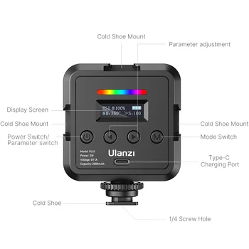 Ulanzi VL61 RGB Full Color Mini Video lahki Prenosni Vlog Fill Light 3W možnost zatemnitve 20 Posebnih Učinkov VL49 RGB Različico za Nadgradnjo