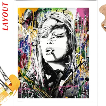 AZQSD Barvanje Z Število Uličnih Grafitov Umetnost, Risba Na Platno Diy Okvir Barve Z Številkami Portret Kompleti Moderne Stenske Umetnosti Darila