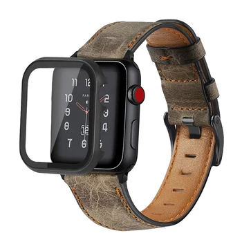 Ohišje+Retro Krava Usnjeni trak za Apple watch band 44 mm 40 mm iWatch 42mm 38 mm watchband zapestnica Apple gledati serije 4 3 5 jv 6