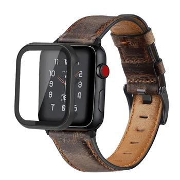 Ohišje+Retro Krava Usnjeni trak za Apple watch band 44 mm 40 mm iWatch 42mm 38 mm watchband zapestnica Apple gledati serije 4 3 5 jv 6