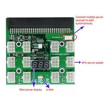 PCIE 12V 64 Pin Za 12x 6 Pin-Server Moč Prilagodilnik Pretvornika 12x6 Pin PCI-E Izhod Zlom Odbor Za HP Strežnik GPU BTC Rudarstvo