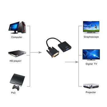 DVI-D adapter DVI na VGA Full Hd 1080p video kabel pretvornik 24 + 1 25 pin za 15 pin kabel pretvornik računalnik dvi na vga