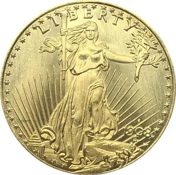 Združene Države Amerike Svobode 1908 S Dvajset 20 Dolarjev Saint Gaudens Dvojni Orel Z Geslom V Zlato Zaupamo Zlato Kopija Kovanca