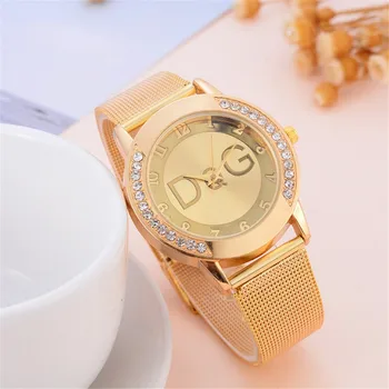 Dame Watch DQG blagovne Znamke Evropski in Ameriški Modni Quartz Diamond Watch Luksuzni Zlato uro Nerjavečega Jekla Dame Formalno Watch