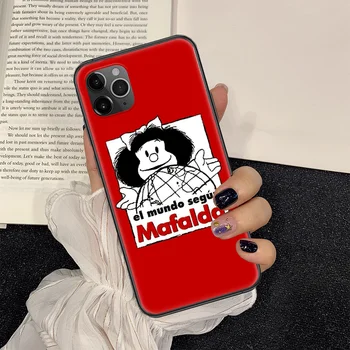 Risanka Srčkan Mafalda Telefon Primeru Zajema Trup Za iphone 5 5s se 2 6 6s 7 8 12 mini plus X XS XR 11 PRO MAX black 3D shell precej