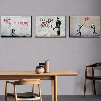 Ni Prihodnosti Otroci Banksy Banana Upam, Platno, Slike, Nordijska Stenska Slika, Poster Tiskanje Street Art Dnevna Soba Cuadros Doma Dekor