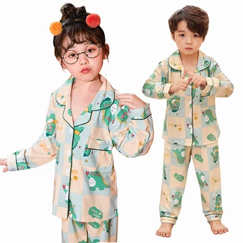 Otroške pižame obleko za moške in ženske bombaž dolg rokav spomladi in jeseni dečke in deklice bombaž risanka doma priložnostne obleko
