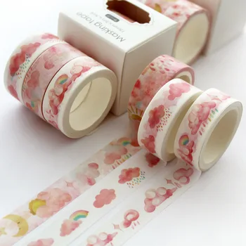 3 Kos/Set Srčkan Mrežo Maskiranje Washi Tape Kawaii Sakura Dekorativni Lepilni Trak Za Scrapbooking Nalepke, Foto Album Tiskovine