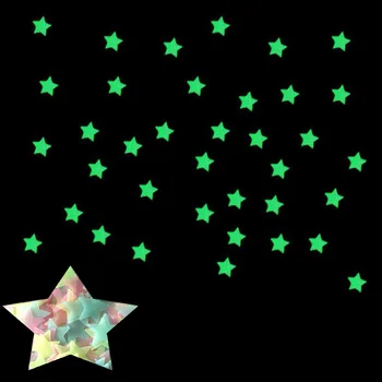 100PC Otroci Spalnica Fluorescentna Svetila V temi Zvezd Sijaj Stenske Nalepke Zvezde Svetlobni svetlobni sij nalepka barva 2021 nova