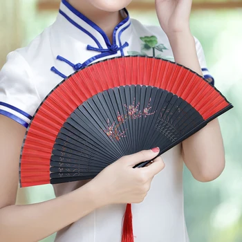 Kitajski Klasična Zložljiva Fan Letnik Ženske Hanfu Cosplay Strani Oboževalci Lady Ples Strani Fan Bambusa Zložljiva Fan Abanicos Par Boda