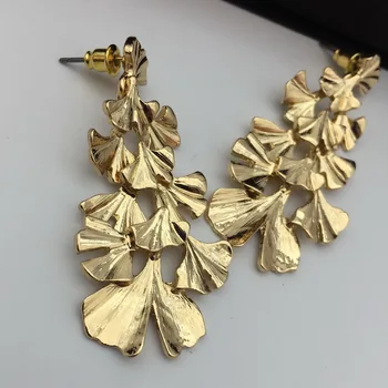 TOTASALLY moda zlato barvo listov ginko visijo Uhani za Ženske spusti Uhan Nakit Pendientes Aretes De Mujer