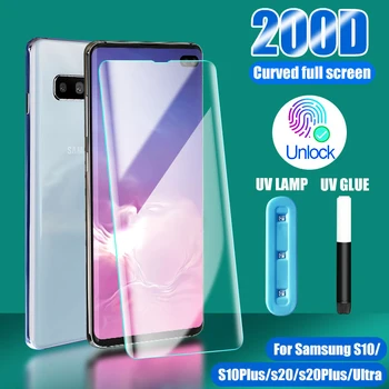 UV Tekoče Polno Kritje Kaljeno Steklo Za Samsung Galaxy S8 S9 S10 S20 Plus Screen Protector For Samsung Note 20 Ultra 8 9 10 S7E