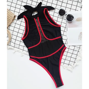 V-X Visoko vratu monokini Mozaik en kos kopalke ženske Backless bodysuit Očesa, plavanje obleko Povoj kopalke poletje 2021