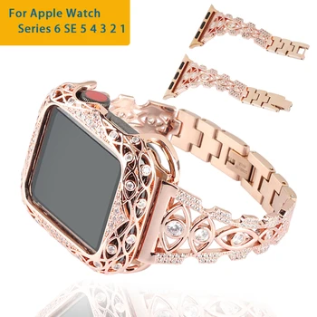 Za Apple Watch 6 5 4 40 mm 44 mm Trak iz Nerjavnega Jekla Rose Zlata Trak Zapestnica Luksuzni Zapestnice za Iwatch Series 3 2 38 mm 42mm