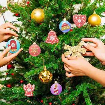 20pcs Božič DIY Diamond Barvanje Oznak Vezenje Mozaik Obesek Visi za Handcraft Kartice Božično Drevo Družine Dekoracijo