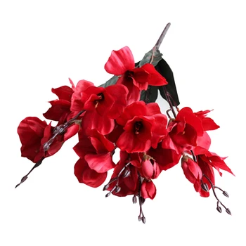1 Šopek Simulacije Magnolija Rože Svilene Tkanine, Cvet Poročni Šopek Ponaredek Zelenja Cvetlični Aranžma Namizje Vaza Dekor
