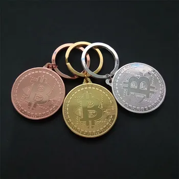 Pozlačeni Bitcoin Kovanec Ključnih Verige Zbirateljske BTC Kovanec Art Collection Darilo Fizično Kovino Starinsko Imitacije Doma Dekor