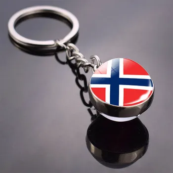Nacionalno Zastavo Ključnih Verige Stekleno Kroglo obesek za ključe Obesek, Brazilija, ZDA, Norveška Držav Zastave Nakit Keychain za Moške in ženske