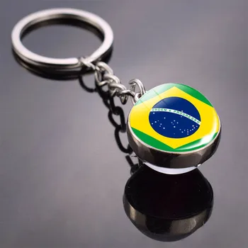 Nacionalno Zastavo Ključnih Verige Stekleno Kroglo obesek za ključe Obesek, Brazilija, ZDA, Norveška Držav Zastave Nakit Keychain za Moške in ženske