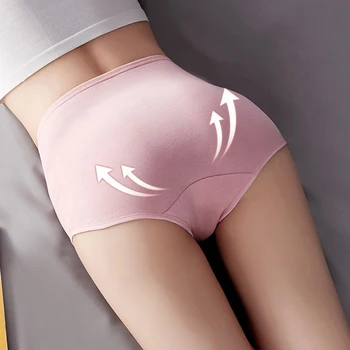 Bombaž ženske spodnje hlačke elastična, mehka velikosti XXL Reliefni ROSE Dame perilo Dihanje seksi Visoko pasu hlačnic