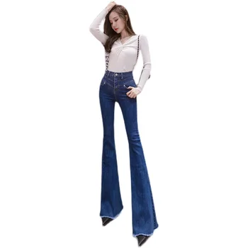 Stretch visoka vitka kavbojke ženske tanke pohaban sežgati hlače 2021 poletje korejski modna ženska oblačila