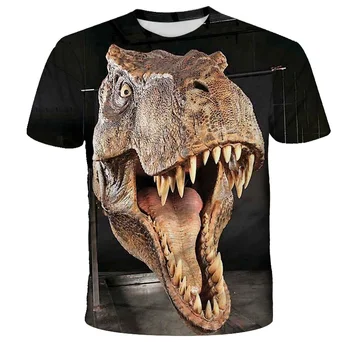 2021 Jurassic Svet Padel Kraljestvu Kul Dinozaver Vodja 3D Print majica s kratkimi rokavi za Dečke in deklice Hiphop Tee Tshirt Fant Spusti barva Obleke