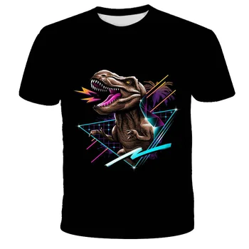 2021 Jurassic Svet Padel Kraljestvu Kul Dinozaver Vodja 3D Print majica s kratkimi rokavi za Dečke in deklice Hiphop Tee Tshirt Fant Spusti barva Obleke